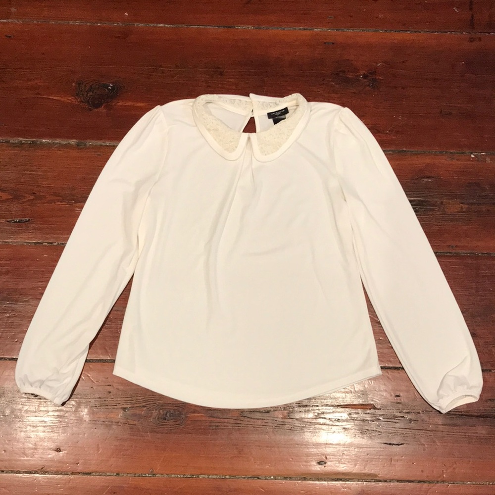 Ann Taylor Long-Sleeve Collared Blouse (Petite)